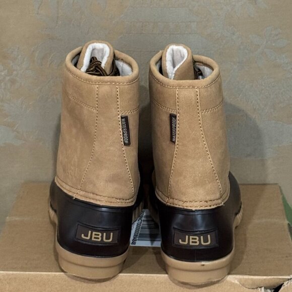 JBU Maine Waterproof Duck Boots Men’s 9M Tan Faux Fur Lined Lace Up Winter - Picture 4 of 11